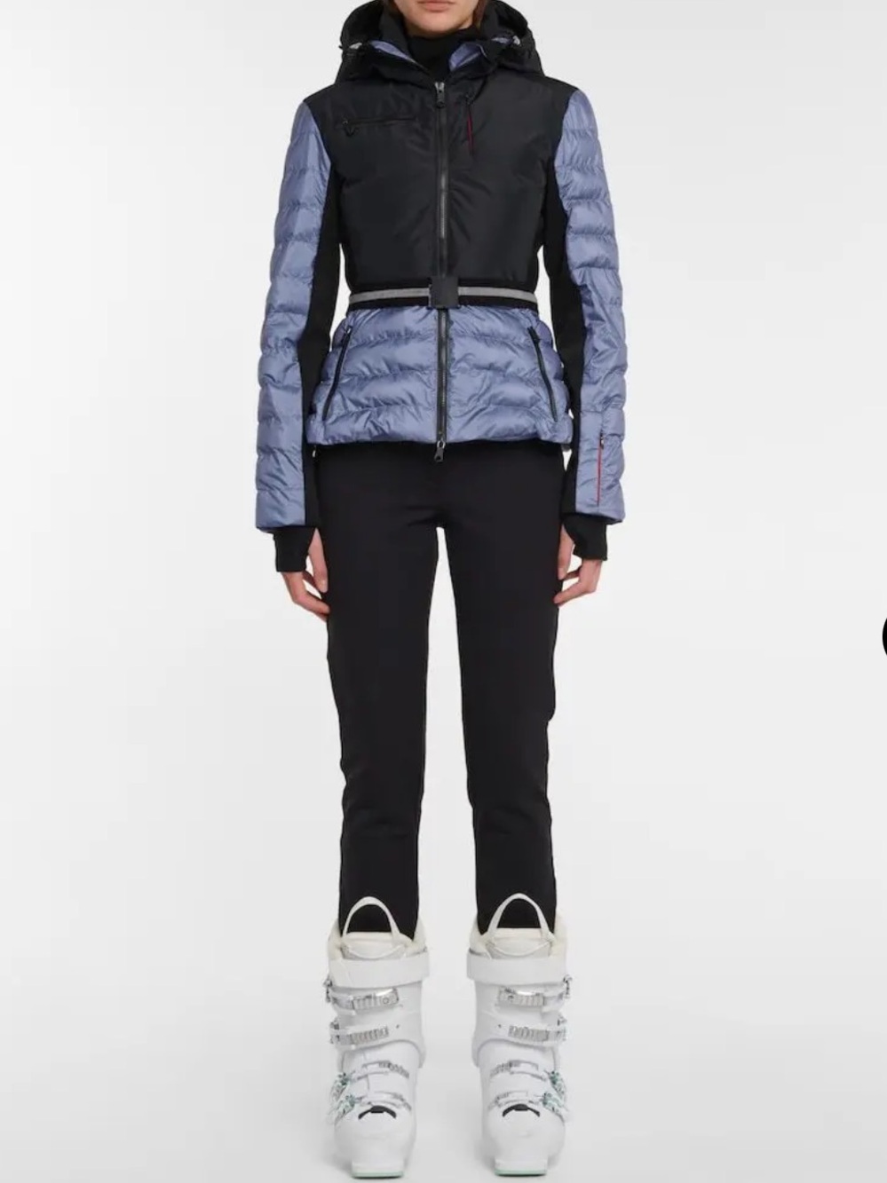 Erin Snow Womens Kat Hooded Belted Eco Sporty Ski Jacket, Black/Dusty Purple,2US